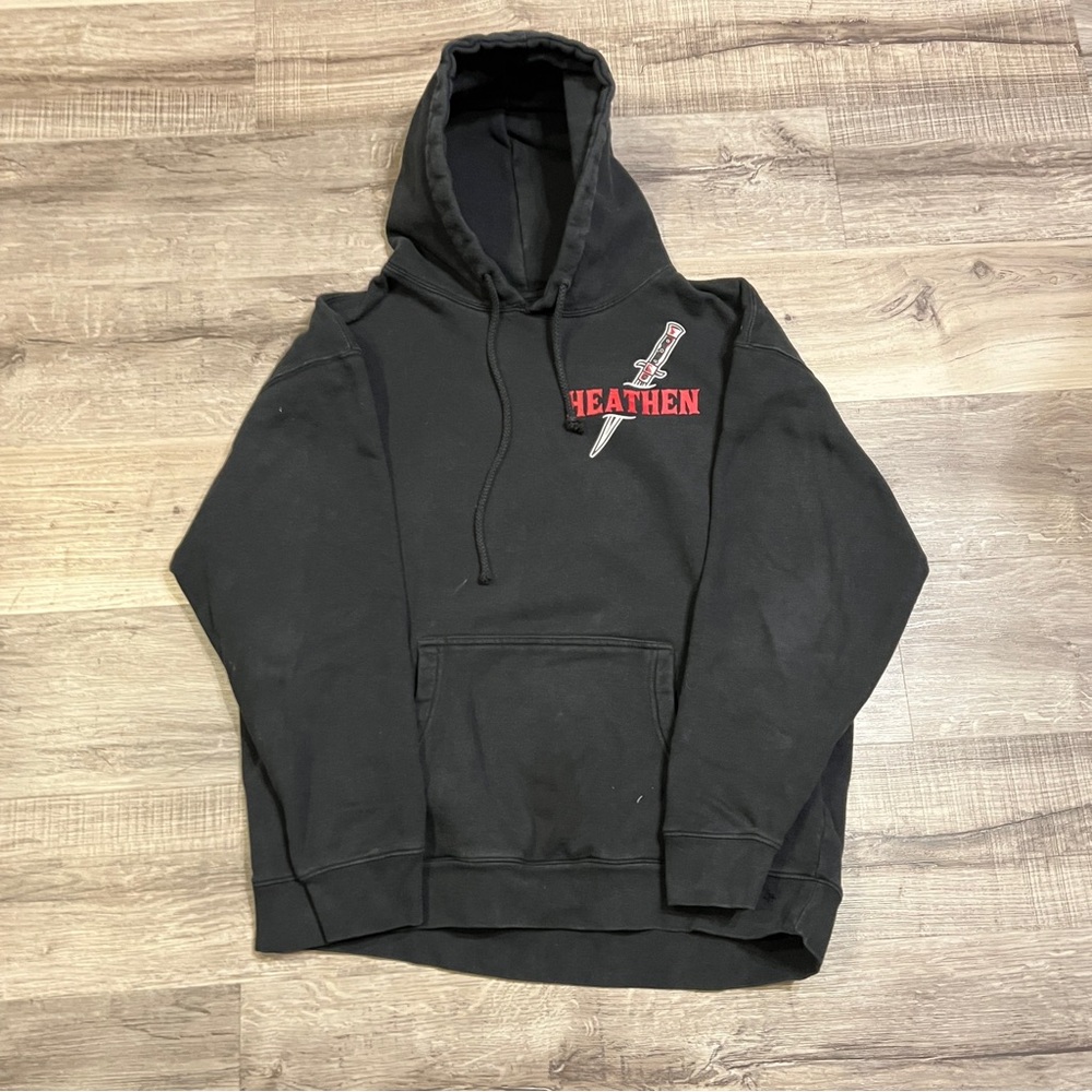 Heathen Black Hoodie with Red Knife Graphic XL back graphic
